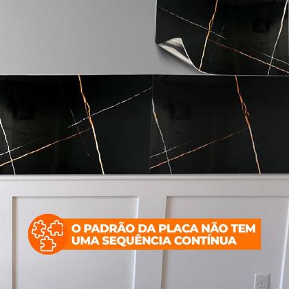 Imagem de Placa Adesiva Flexível para Parede Mármore Raio Negro 30x60cm