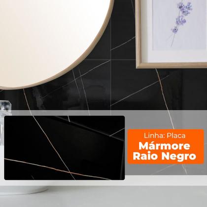 Imagem de Placa Adesiva Flexível para Parede Mármore Raio Negro 30x60cm
