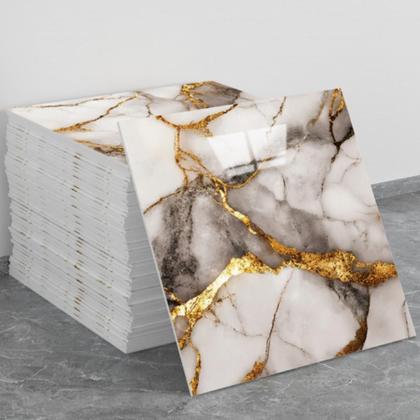 Imagem de Placa Adesiva Marmore 3D Kit 10 uni Obra Reforma Casa Cozinha Banheiro Ambiente Papel de Parede Autocolante Moderno