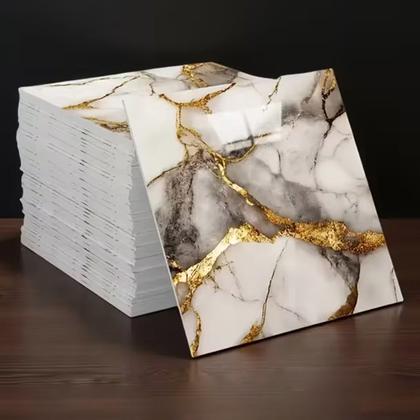 Imagem de Placa Adesiva Marmore 3D Kit 10 uni Obra Reforma Casa Cozinha Banheiro Ambiente Papel de Parede Autocolante Moderno