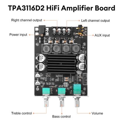 Imagem de Placa amplificadora Bluetooth Daakro ZK-1002T 100W+100W 12-24V