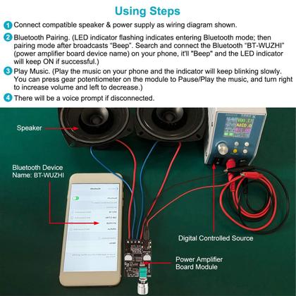 Imagem de Placa amplificadora de potência Walfront ZK-502L Bluetooth 5.0