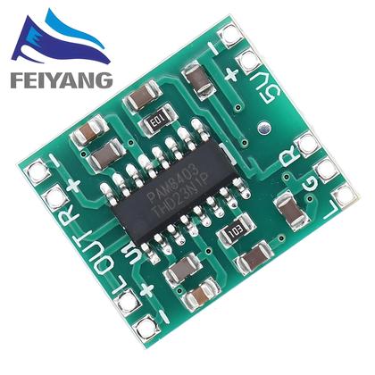Imagem de Placa Amplificadora Digital Super Mini 2 X 3W Classe D PAM8403 Com Fonte De Alimentação USB 2.5 a 5V