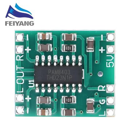 Imagem de Placa Amplificadora Digital Super Mini 2 X 3W Classe D PAM8403 Com Fonte De Alimentação USB 2.5 a 5V