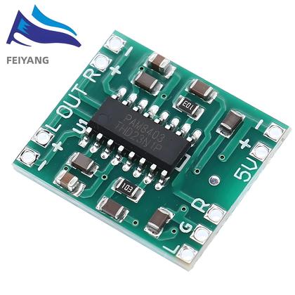 Imagem de Placa Amplificadora Digital Super Mini 2 X 3W Classe D PAM8403 Com Fonte De Alimentação USB 2.5 a 5V