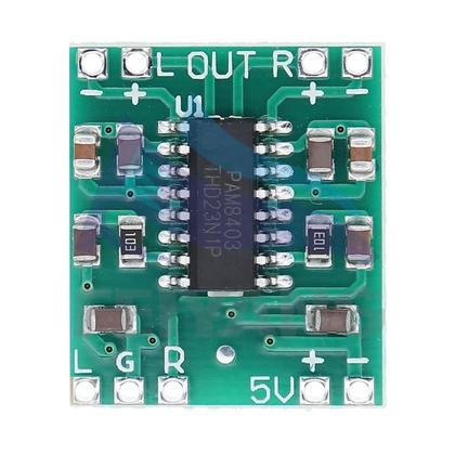 Imagem de Placa Amplificadora Digital Super Mini 2 X 3W Classe D PAM8403 Com Fonte De Alimentação USB 2.5 a 5V