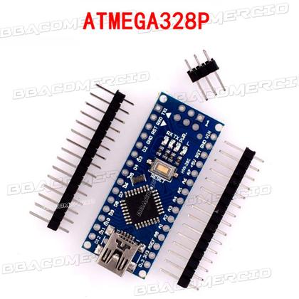 Imagem de Placa Arduino Nano Com Conector V3 Pino Sem Solda Atmega328p