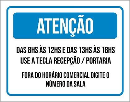 Imagem de Placa Atenção Use Tecla Recepção Portaria 27X35