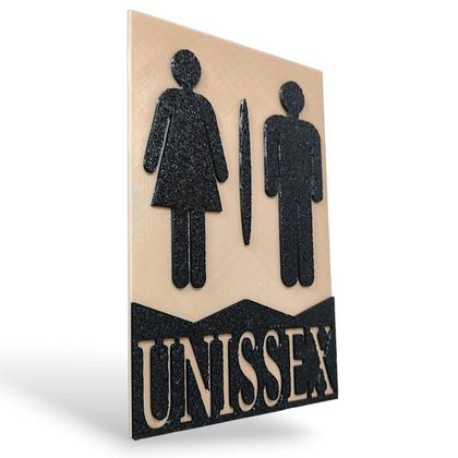 Imagem de Placa Banheiro Unissex Sinalização Sanitário Decorativa