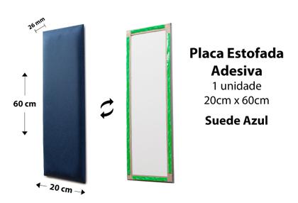 Imagem de Placa Cabeceira Modulada Adesiva Estofada 20cm x 60cm Unidade - Várias cores