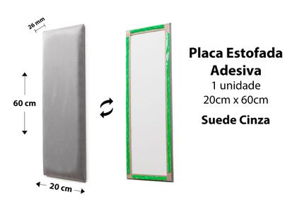 Imagem de Placa Cabeceira Modulada Adesiva Estofada 20cm x 60cm Unidade - Várias cores