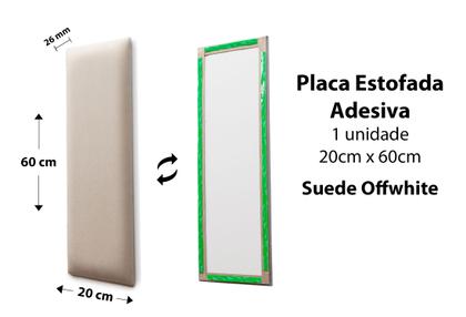 Imagem de Placa Cabeceira Modulada Adesiva Estofada 20cm x 60cm Unidade - Várias cores