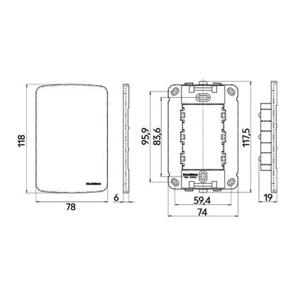 Imagem de Placa Cega com Suporte MarGirius B3 Colors 4x2 Preto Ebony