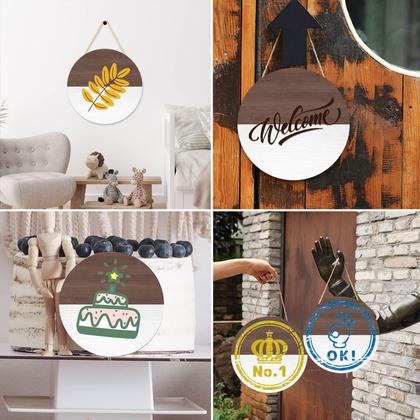 Imagem de Placa circular de madeira redonda inacabada de 30 cm com cordas DIY Crafts