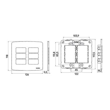Imagem de Placa com Suporte MarGirius B3 Colors 4x4 para 6 Módulos Horizontais Pérola