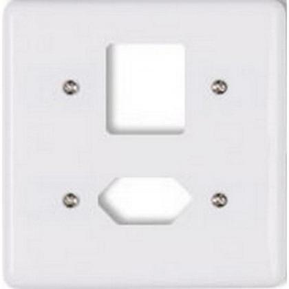 Imagem de Placa Conjunto Ilumi Stylus Branco 4X4 - 2 Interruptores + 1 Tomada