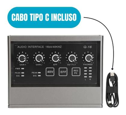 Imagem de Placa de Áudio Interface MXT MX-A16 USB p/ Home Studio