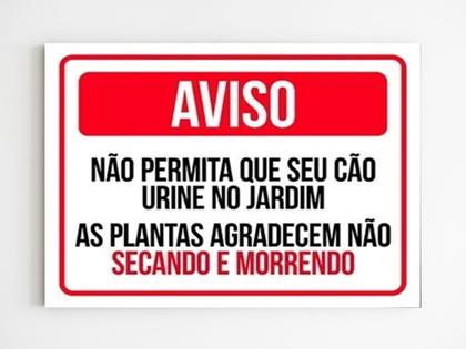 Imagem de Placa de aviso não permita que seu cão urine no jardim mdf