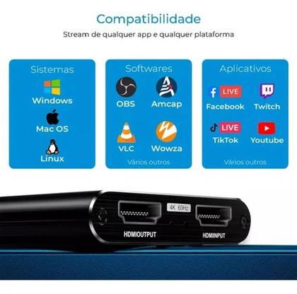 Imagem de Placa De Captura De Vídeo Hdmi 4k Full Hd Usb 3.0 Com Áudio