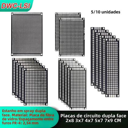 Imagem de Placa De Circuito PCB Dupla Face Preta Para Prototipagem, Kit Eletrônico DIY 2x8 3x7 4x6 6x8 5x7