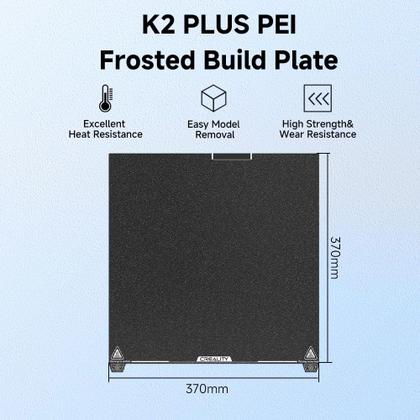 Imagem de Placa de construção da impressora 3D Creality K2 Plus Frosted PEI 370x370mm