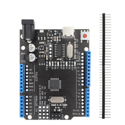 Imagem de Placa De Desenvolvimento Arduino UNO R3 ATmega328P CH340G Com Conector De Pinos Retos E Cabo