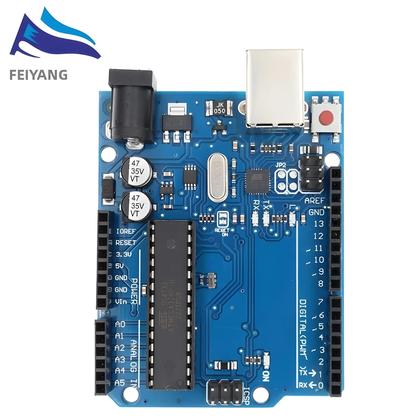 Imagem de Placa De Desenvolvimento Arduino UNO R3 ATmega328P CH340G Com Conector De Pinos Retos E Cabo