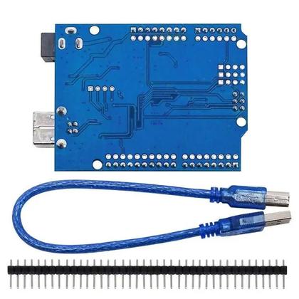 Imagem de Placa De Desenvolvimento ATmega328P UN0 R3 Com Conector De Pinos E Cabo Para Projetos Arduino IDE