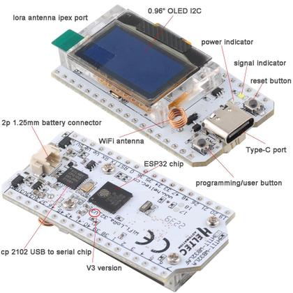 Imagem de Placa de desenvolvimento DIYMalls 915 ESP32 LoRa OLED V3 Type-C