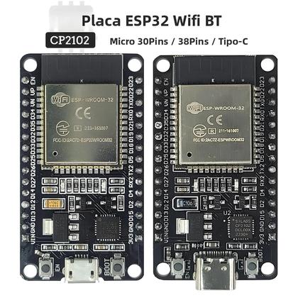 Imagem de Placa De Desenvolvimento Dual Core ESP32 Módulo WIFI 24G Bluetooth 30Pin 38Pin Micro Tipo-C Baixo