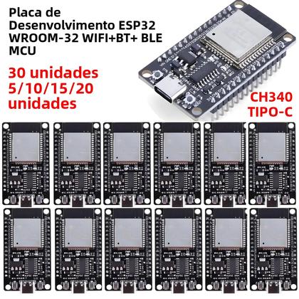 Imagem de Placa De Desenvolvimento ESP32 WROOM-32 Módulo Sem Fio WiFi Bluetooth Micro USB Tipo-C Ultra Baixo