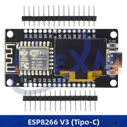 Imagem de Placa De Desenvolvimento NodeMCU ESP8266 V3 Com Display OLED De 0,96 Polegadas, Módulo WiFi ESP-12F,