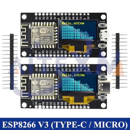 Imagem de Placa De Desenvolvimento NodeMCU ESP8266 V3 Com Display OLED De 0,96 Polegadas, Módulo WiFi ESP-12F,