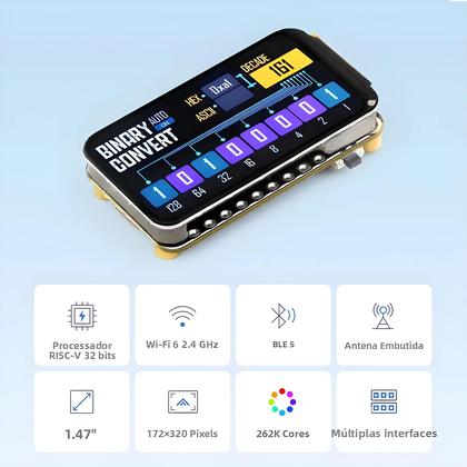 Imagem de Placa De Desenvolvimento Waveshare ESP32-C6 Com Display De 1.47 Polegadas, RISC-V, WiFi 6, BT, LCD