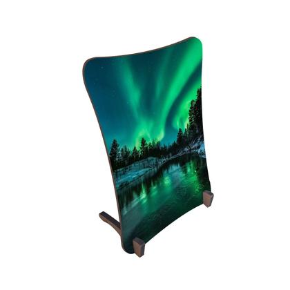 Imagem de Placa de Mesa Curvo Aurora boreal tons de verdes