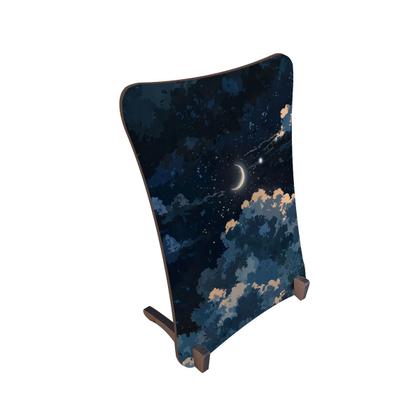 Imagem de Placa de Mesa Curvo Céu estrelado nuvens e lua