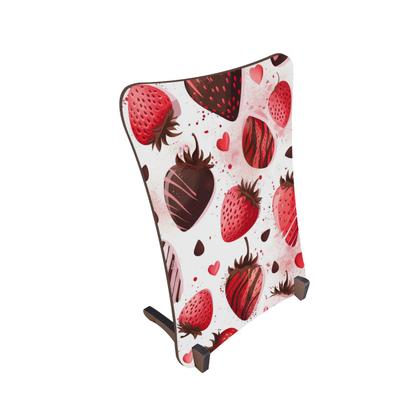 Imagem de Placa de Mesa Curvo Morangos com cobertura chocolate