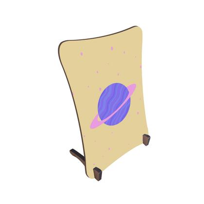 Imagem de Placa de Mesa Curvo Saturno rosa e roxo fundo amarelo