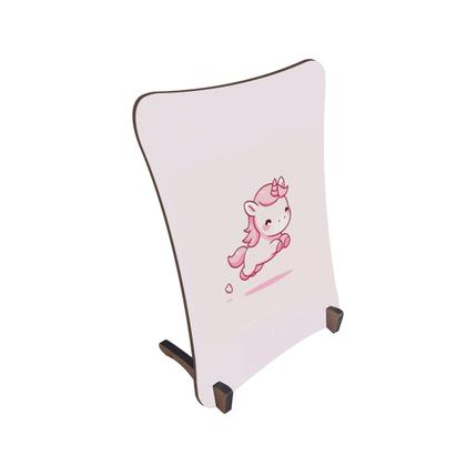 Imagem de Placa de Mesa Curvo Unicórnio pulando fofo rosa