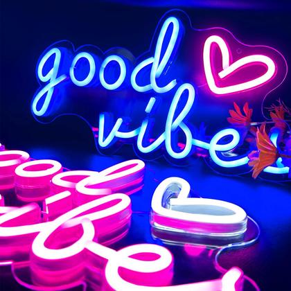 Imagem de Placa de néon decorativa HOHOSIGN 40x20 cm azul alimentada por USB