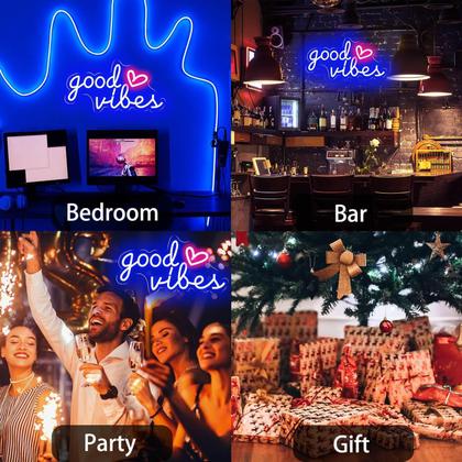 Imagem de Placa de néon decorativa HOHOSIGN 40x20 cm azul alimentada por USB