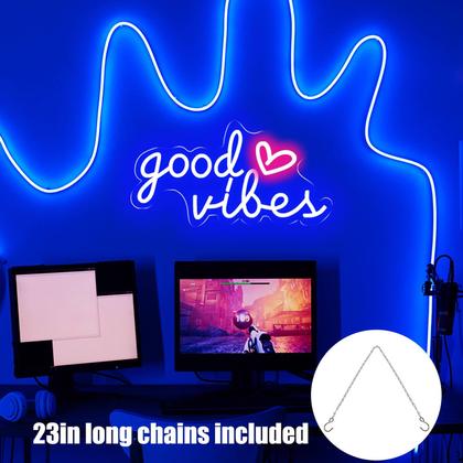 Imagem de Placa de néon decorativa HOHOSIGN 40x20 cm azul alimentada por USB