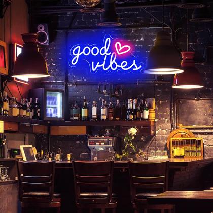 Imagem de Placa de néon decorativa HOHOSIGN 40x20 cm azul alimentada por USB