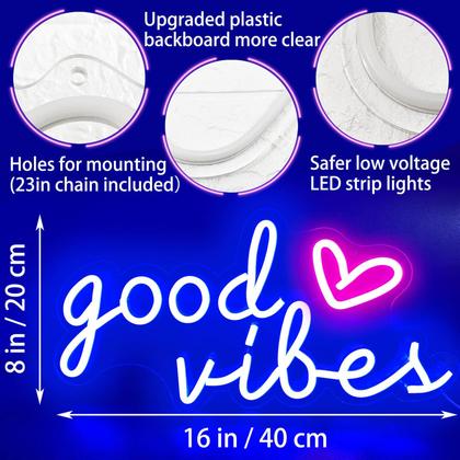 Imagem de Placa de néon decorativa HOHOSIGN 40x20 cm azul alimentada por USB