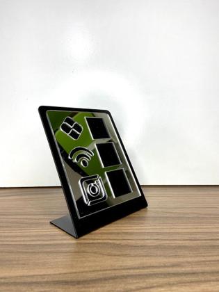 Imagem de Placa De Pagamento Pix Acrílico Com 3 Qr Code PRETO E PRATA