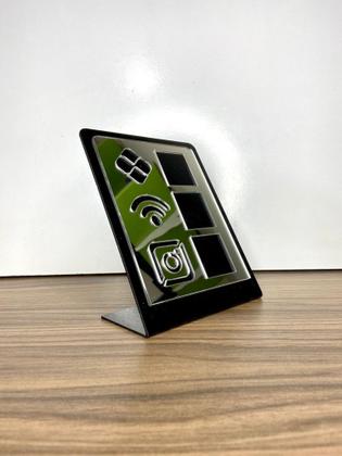 Imagem de Placa De Pagamento Pix Acrílico Com 3 Qr Code PRETO E PRATA