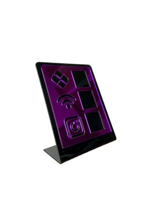 Imagem de Placa De Pagamento Pix Acrílico Com 3 Qr Code PRETO E ROXO