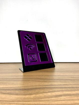 Imagem de Placa De Pagamento Pix Acrílico Com 3 Qr Code PRETO E ROXO