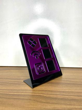 Imagem de Placa De Pagamento Pix Acrílico Com 3 Qr Code PRETO E ROXO