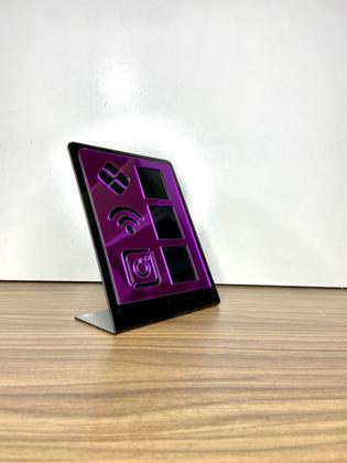 Imagem de Placa De Pagamento Pix Acrílico Com 3 Qr Code PRETO E ROXO